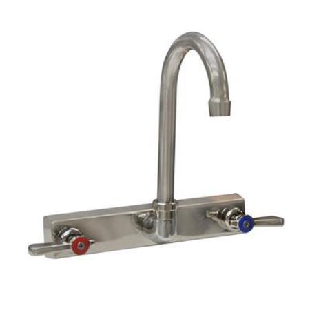 BK RESOURCES Evolution 8" Splash Mount Stainless Steel Faucet, 6"Gooseneck Spout EVO-8SM-5G